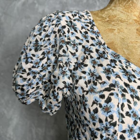 Jen's Pirate Booty Dress Womens Medium Smocked Puff Sleeve Boho Floral - Picture 4 of 9